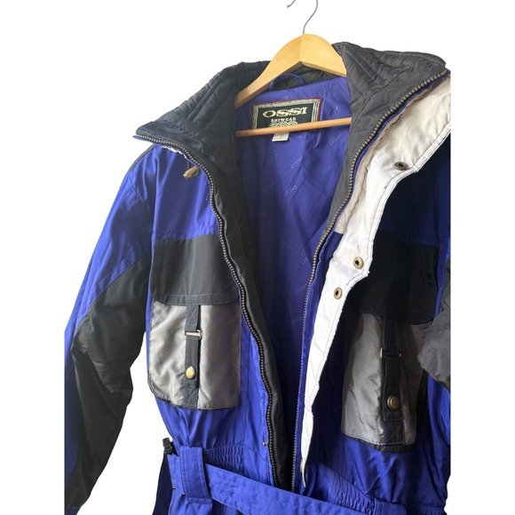 VTG OSSI Skiwear 90s Y2K One Piece Ski Suit Size L Colorblock Retro Insulated - Picture 7 of 12